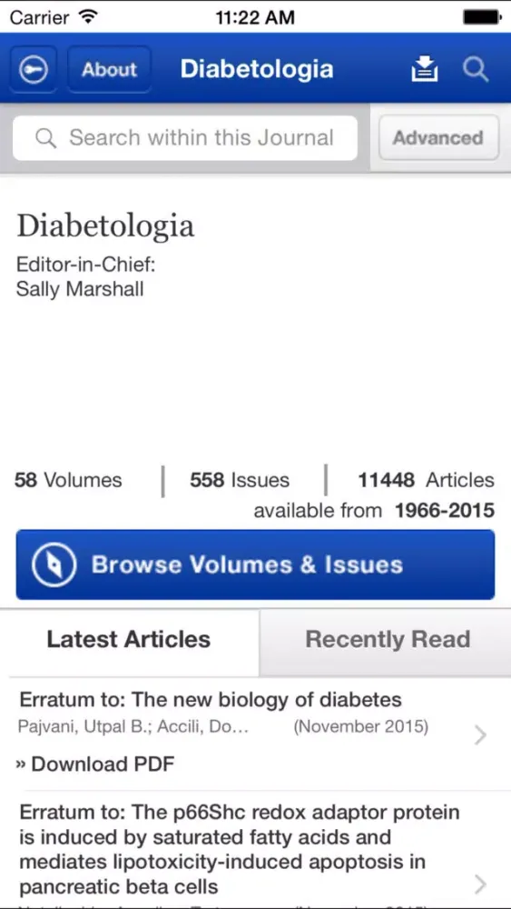 Diabetologia – Official Journal of the EASD Screenshots