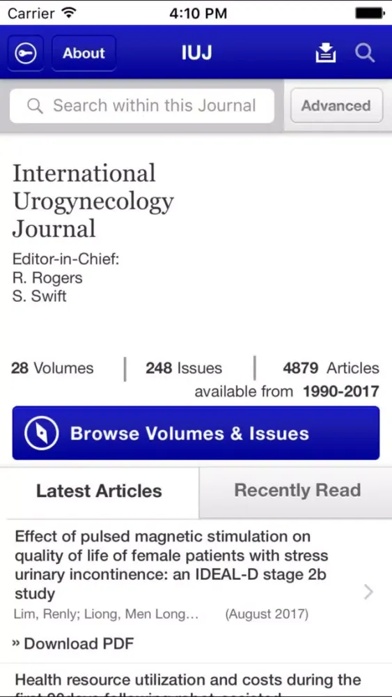 Tangkapan skrin International Urogynecology Journal
