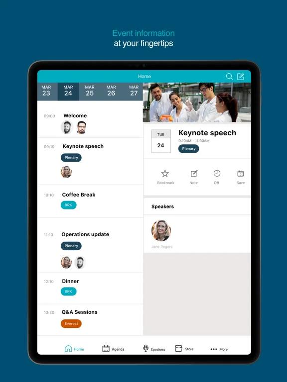 ภาพหน้าจอของ SN Events iPad 