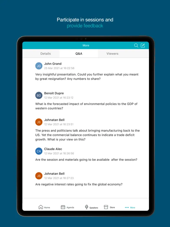 ภาพหน้าจอของ SN Events iPad 