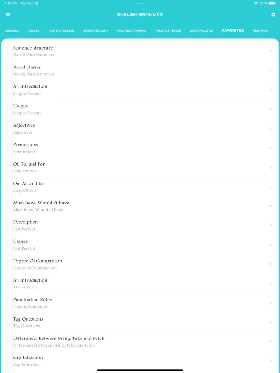 Ảnh chụp màn hình của English Grammar Book iPad 