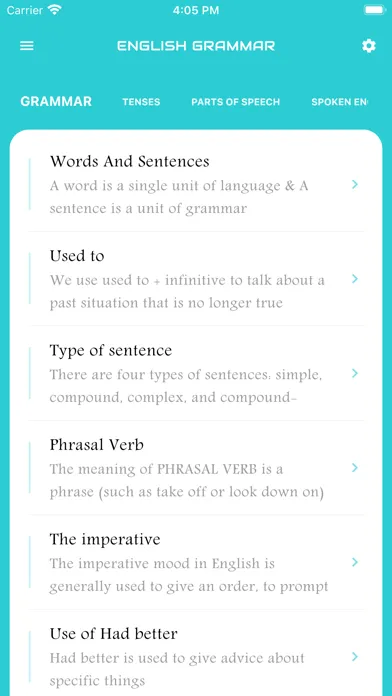Ảnh chụp màn hình của English Grammar Book