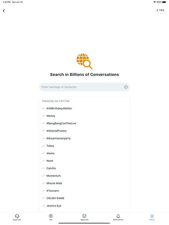 Tangkapan skrin Sprinklr iPad 
