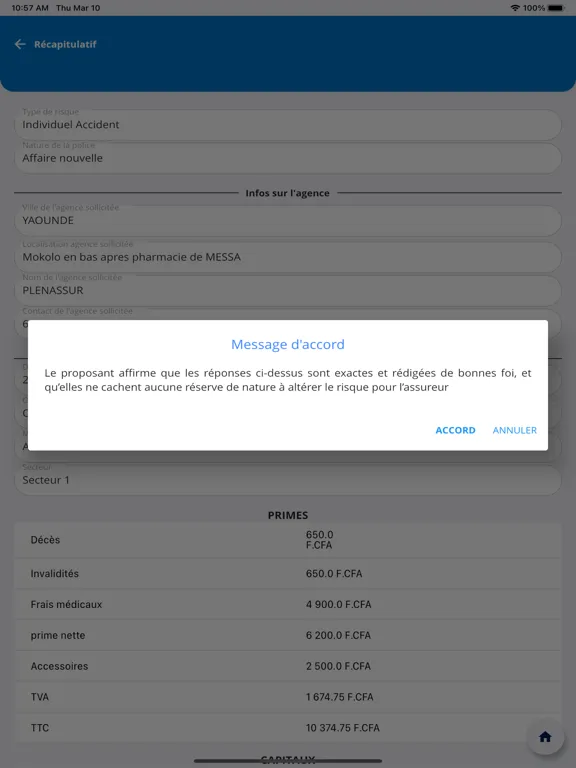 Tangkapan skrin Sanlam Cameroun iPad 