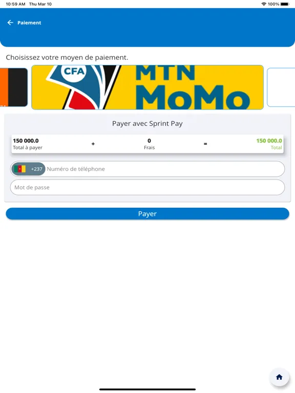 Tangkapan skrin Sanlam Cameroun iPad 