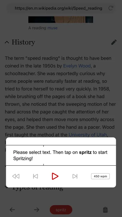 Captures d'écran de Spritz App