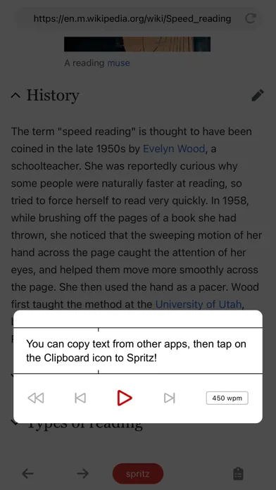 Captures d'écran de Spritz App
