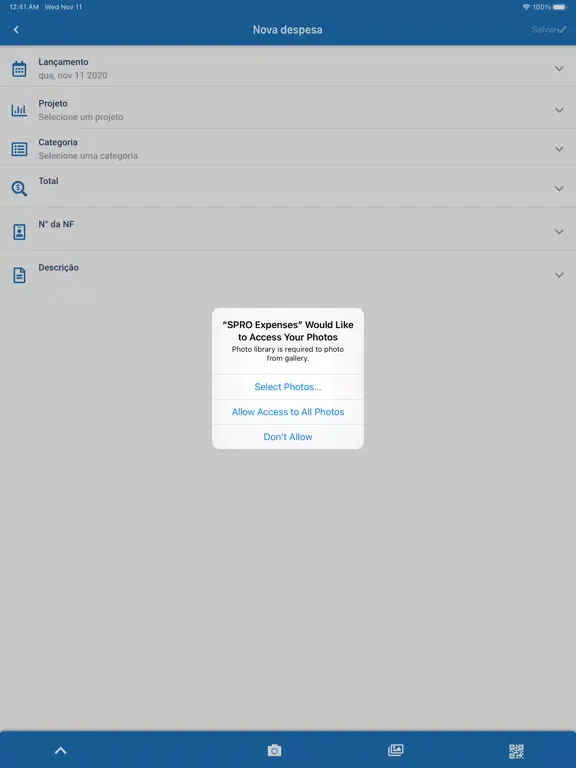 Capturas de tela do SPRO Expenses iPad 