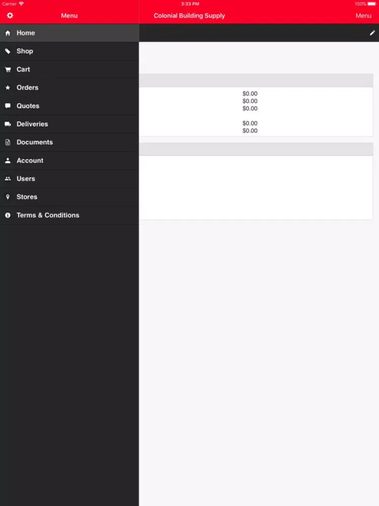 Colonial Building Supply iPad  스크린샷