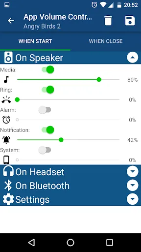 Capturas de tela do App Volume Control Pro