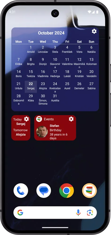 Capturas de tela do Calendar: Names and Birthdays