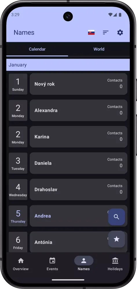 Capturas de tela do Calendar: Names and Birthdays