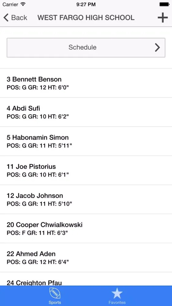 Captures d'écran de North Dakota Rosters