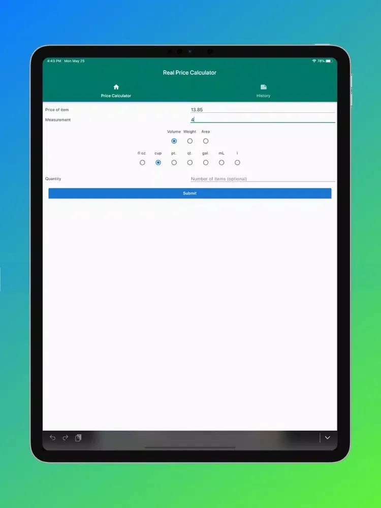 Ảnh chụp màn hình của Real Price Calculator iPad 