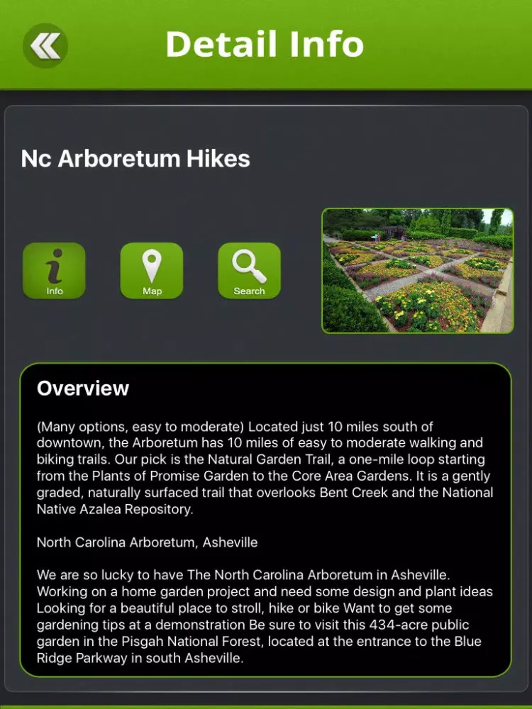 Tangkapan skrin Asheville Hikes iPad 