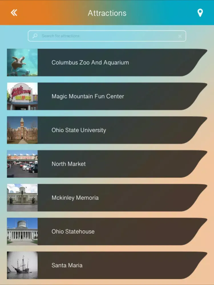 Capturas de tela do Columbus City Guide iPad 