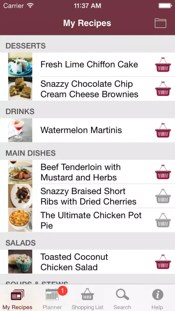 What's for Dinner? Recipe Cookbook and Shopping List Screenshots