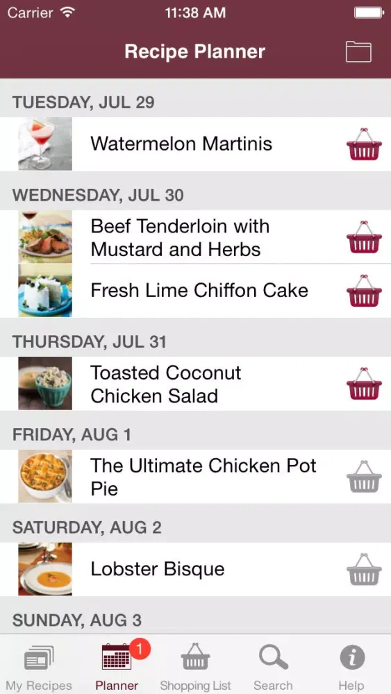 What's for Dinner? Recipe Cookbook and Shopping List Screenshots