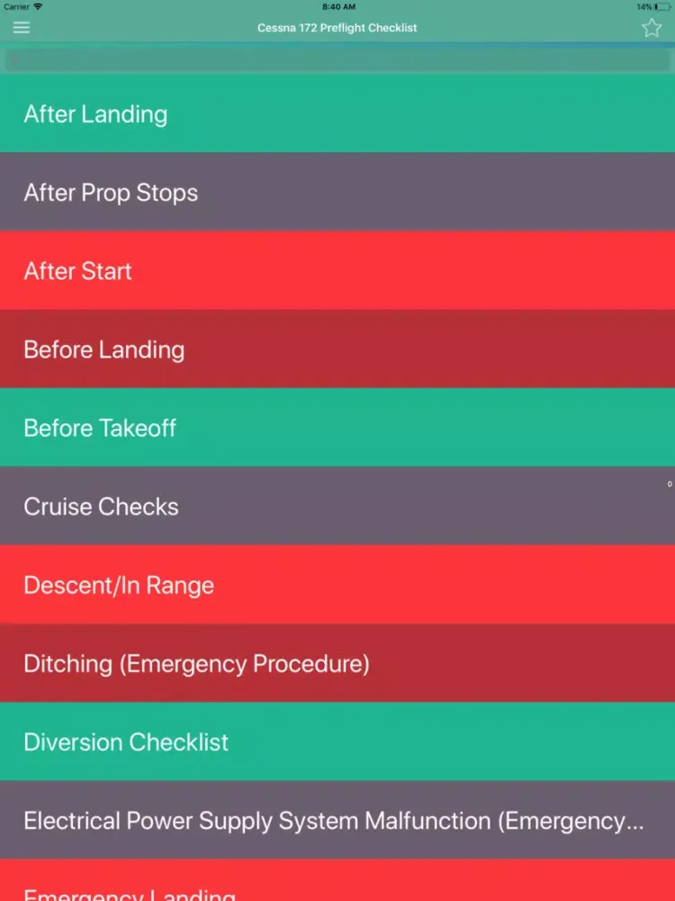 Zrzuty ekranu Cessna 172 Preflight Checklist iPad 