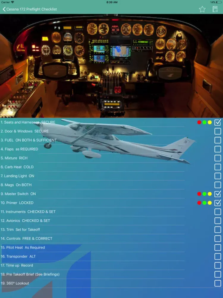 Zrzuty ekranu Cessna 172 Preflight Checklist iPad 