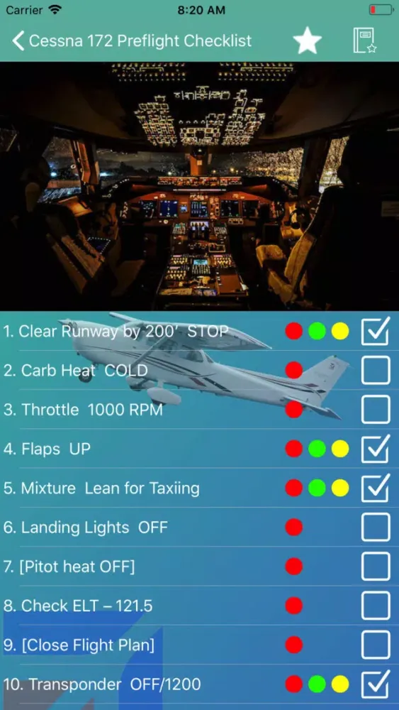 Zrzuty ekranu Cessna 172 Preflight Checklist