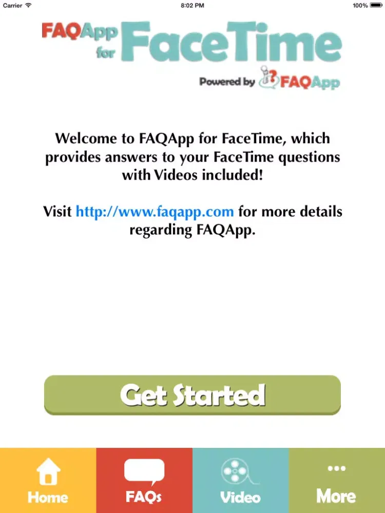 FAQApp for FaceTime iPad  Screenshots