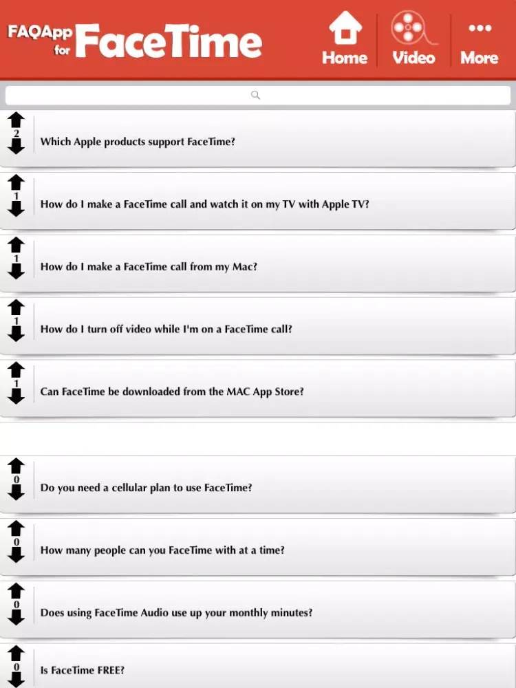 FAQApp for FaceTime iPad  Screenshots
