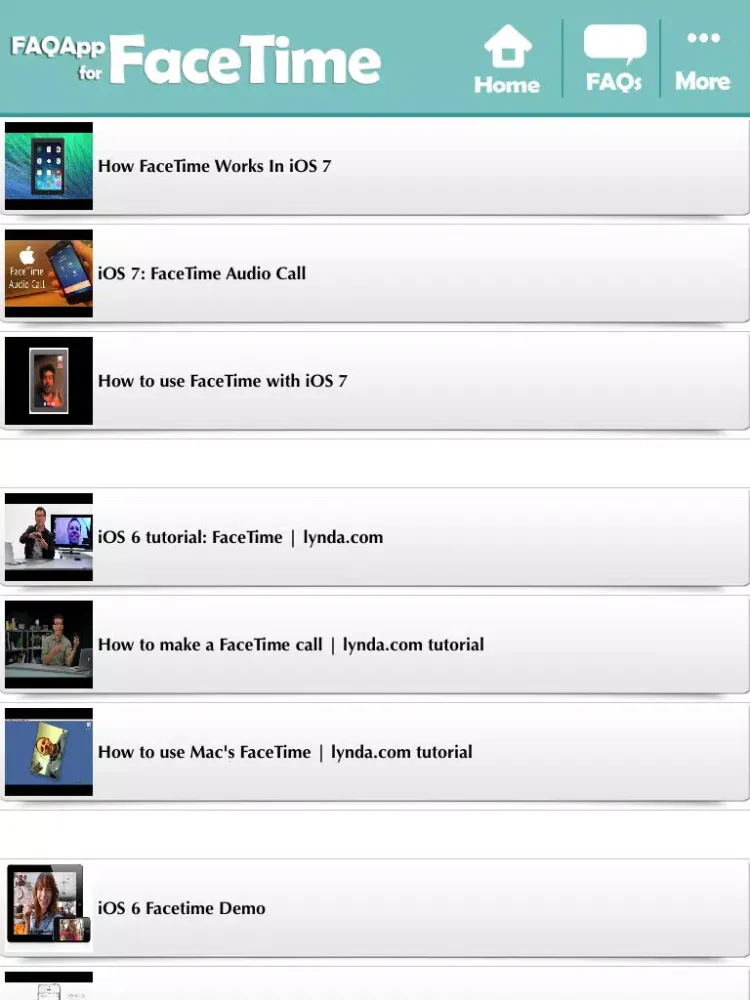FAQApp for FaceTime iPad  Screenshots