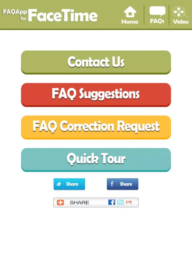 FAQApp for FaceTime iPad  Screenshots