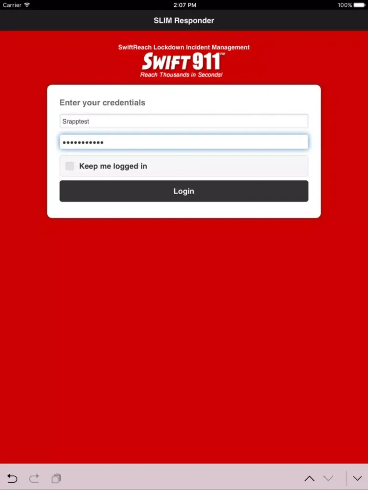 Screenshot di SLIM Responder iPad 