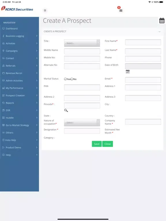 ISECCRM iPad  Screenshots
