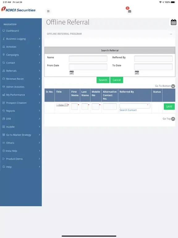 ISECCRM iPad  Screenshots