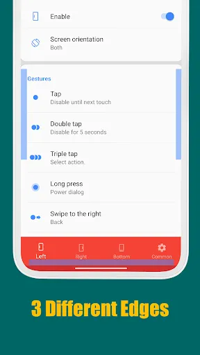 Ảnh chụp màn hình của Edge Gestures