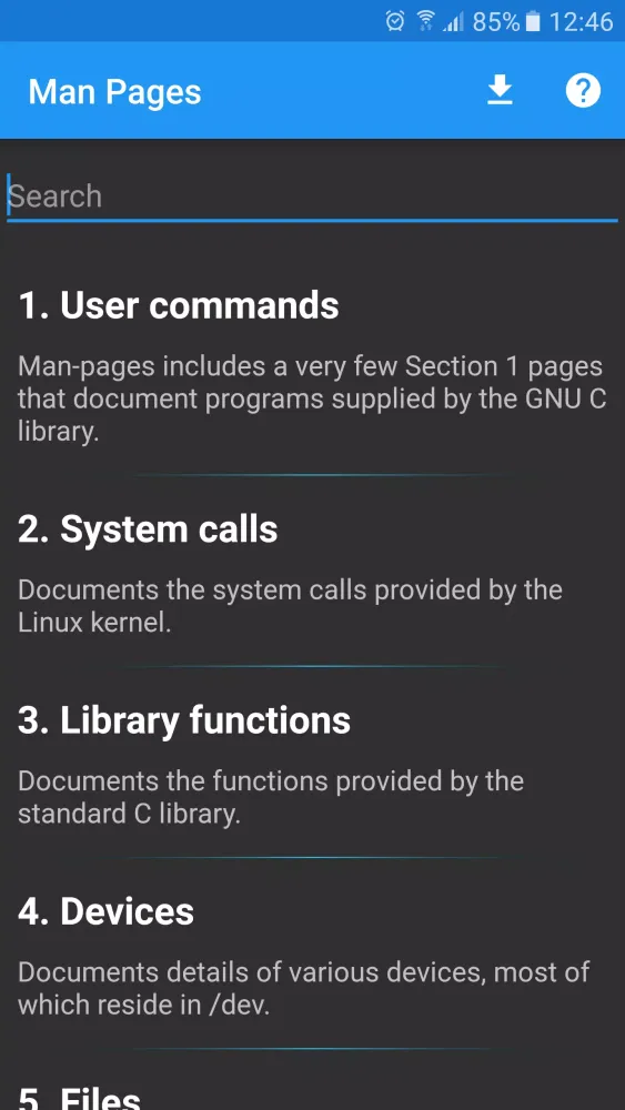 Linux Man Pages Screenshots