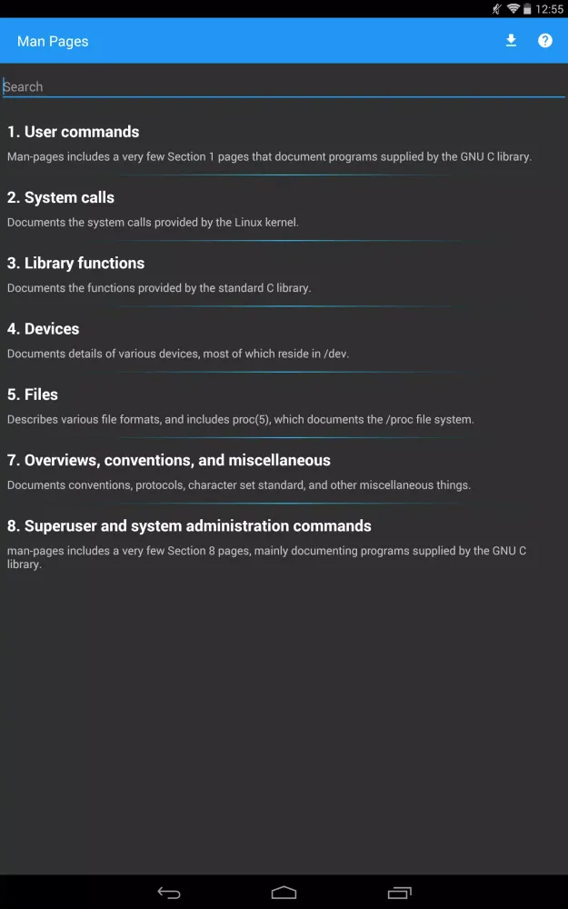 Linux Man Pages Screenshots