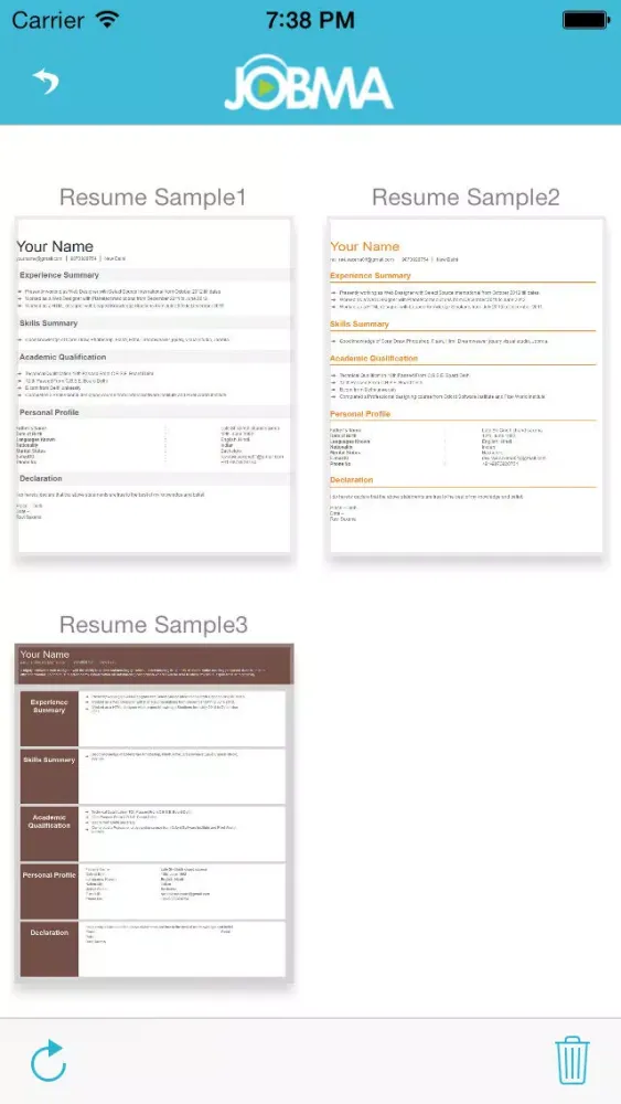 Capturas de tela do Resume Wallet