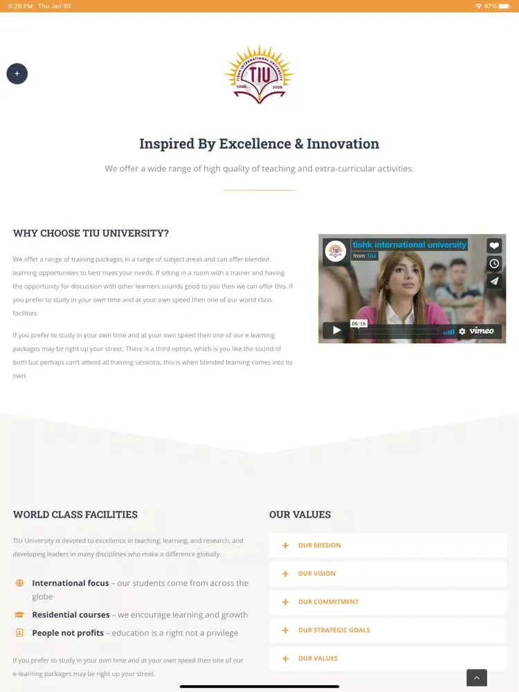 Capturas de tela do Tishk International University iPad 
