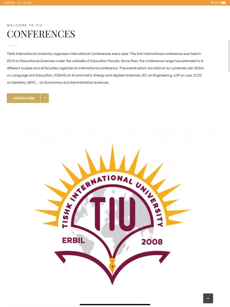Capturas de tela do Tishk International University iPad 