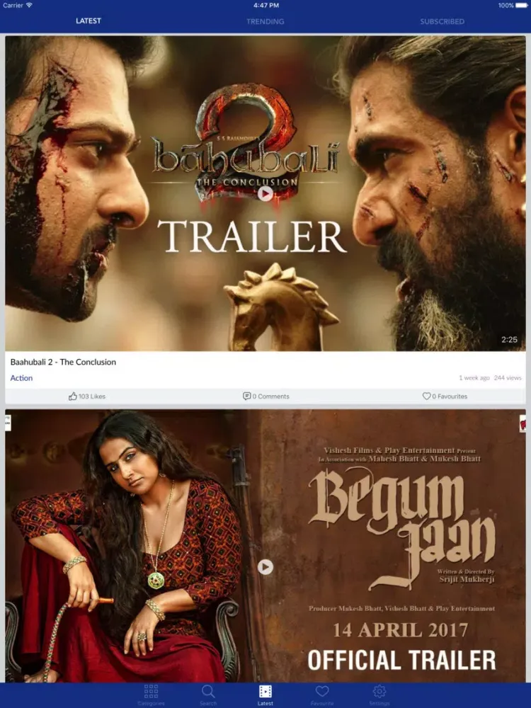 Bollywood movie trailers iPad  Ekran Görüntüleri