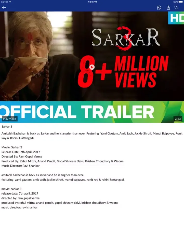 Bollywood movie trailers iPad  Ekran Görüntüleri