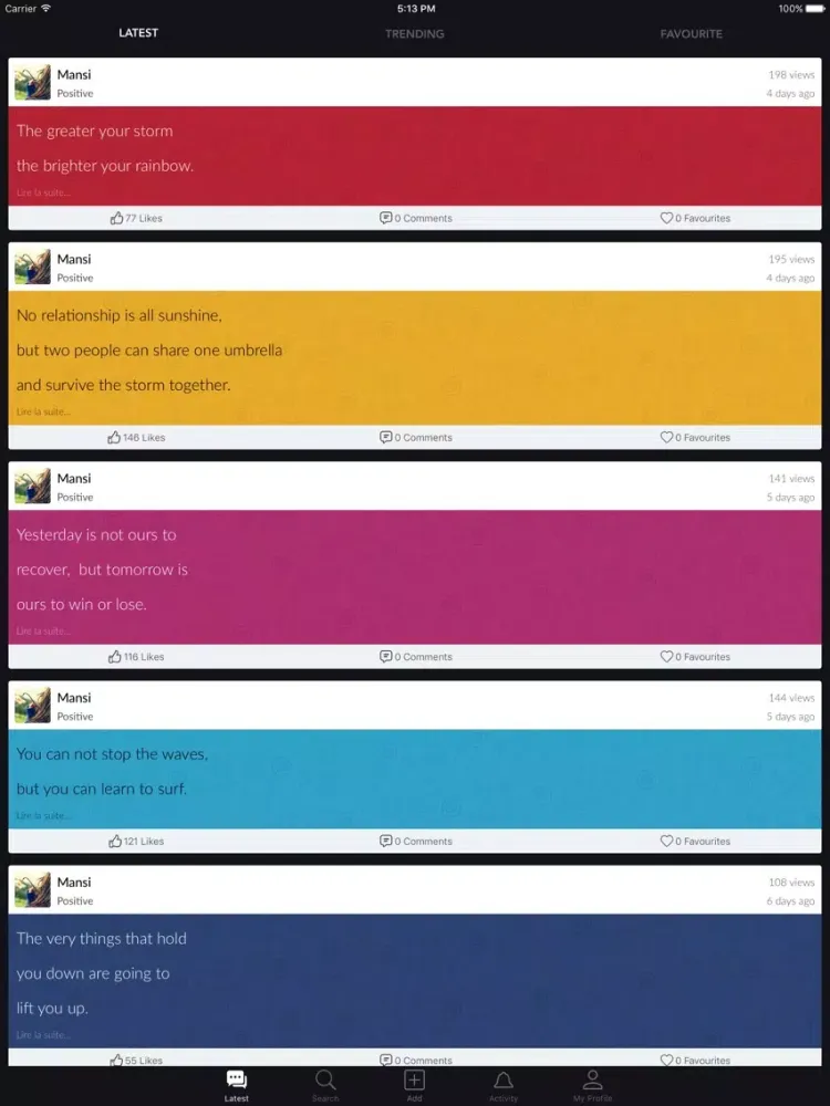 Capturas de tela do Positive Quotes be Positive iPad 