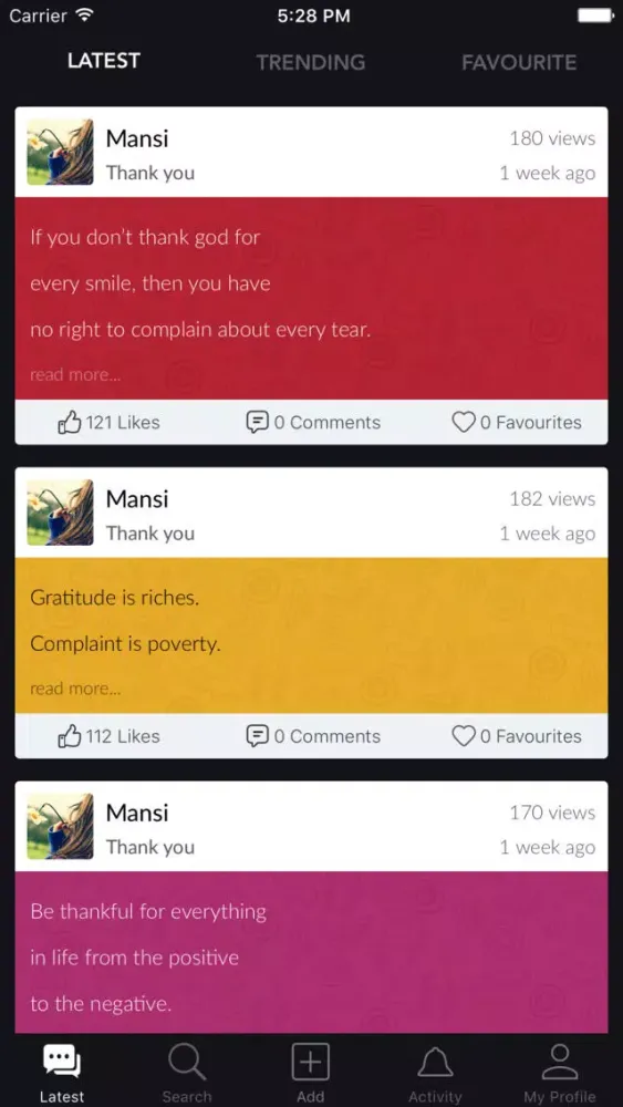 Thank You Quote Screenshots
