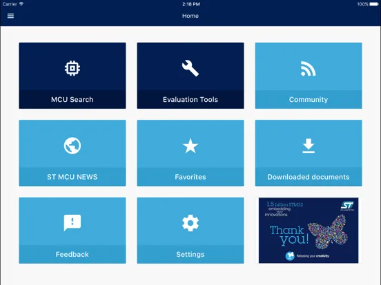 ภาพหน้าจอของ STM32 Finder iPad 