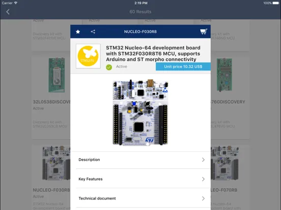 ภาพหน้าจอของ STM32 Finder iPad 