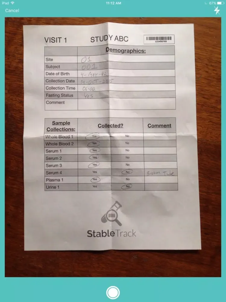 Tangkapan layar StableTrack - Lab Sample Tracking iPad 