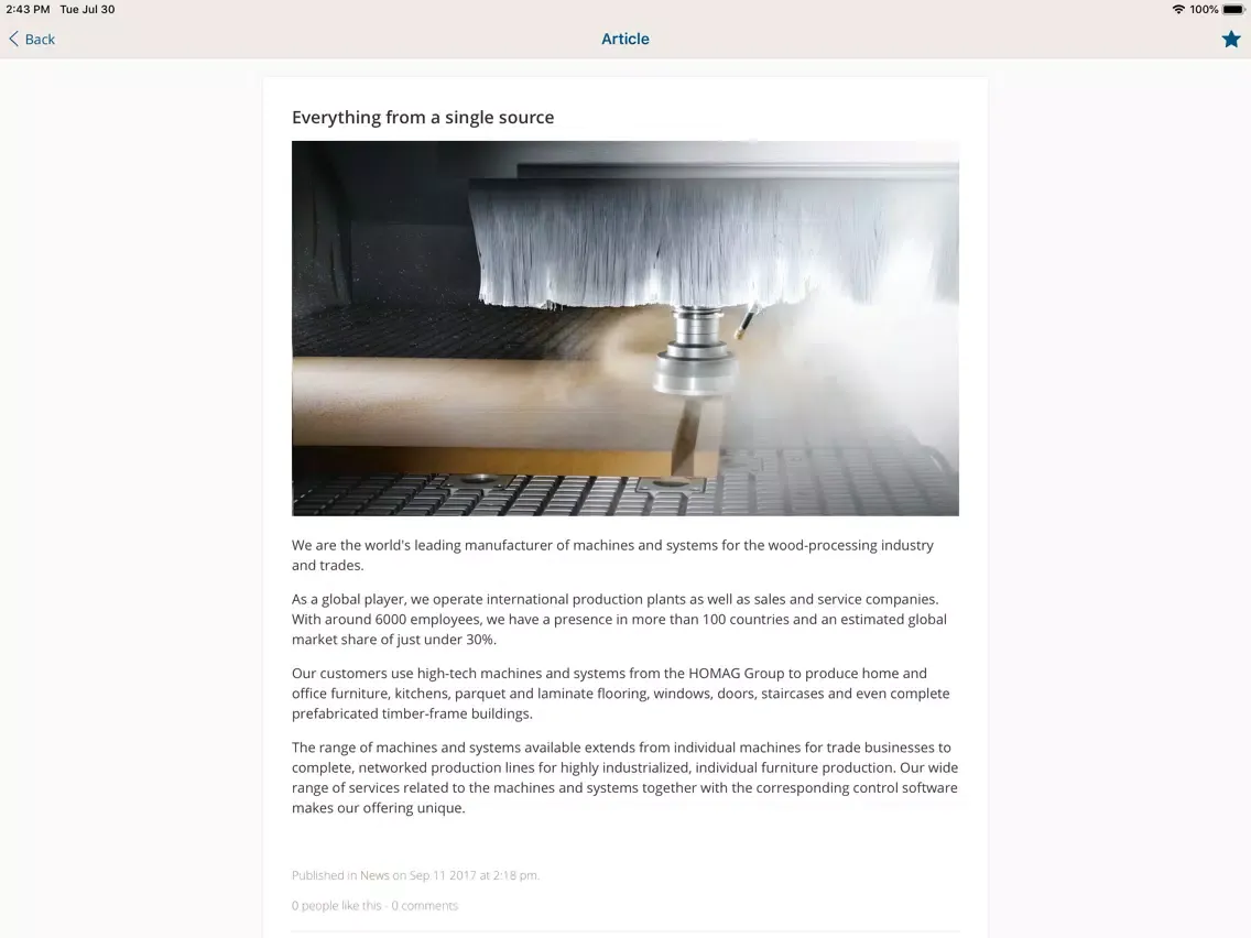 HOMAG Connect! iPad  Ekran Görüntüleri