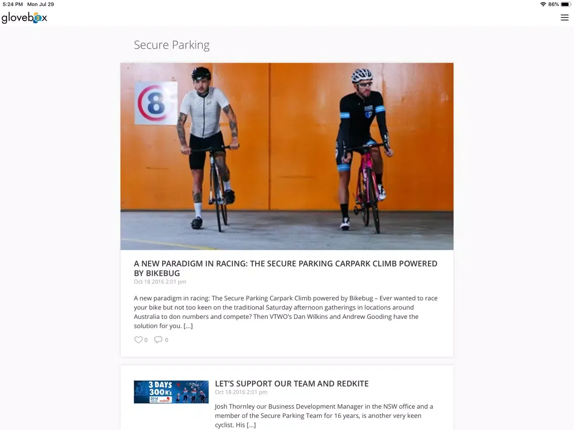 Glovebox Secure Parking iPad  스크린샷