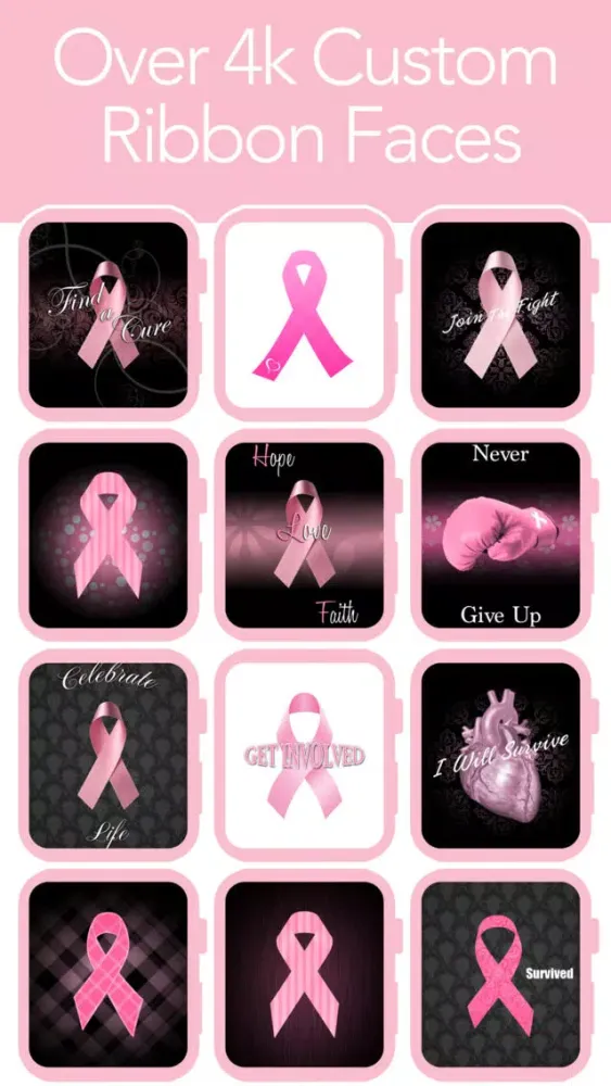 Pink Ribbon Watch Faces - Backgrounds & Wallpaper应用截图