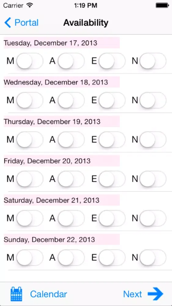 Capturas de tela do StaffScheduleCare Mobile