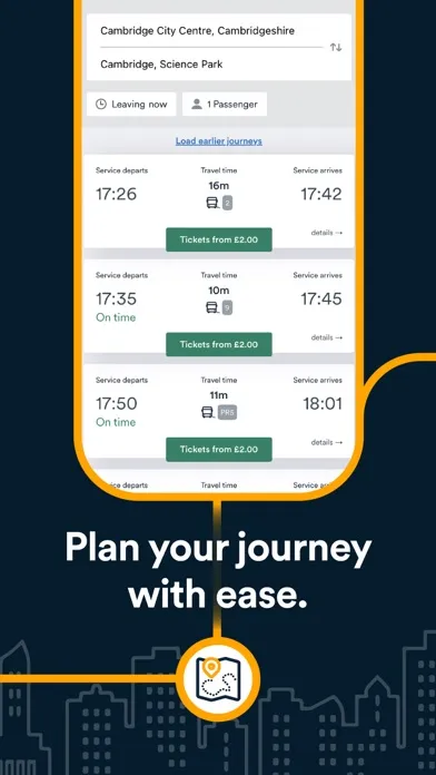 Tangkapan layar Stagecoach Bus: Plan>Track>Buy